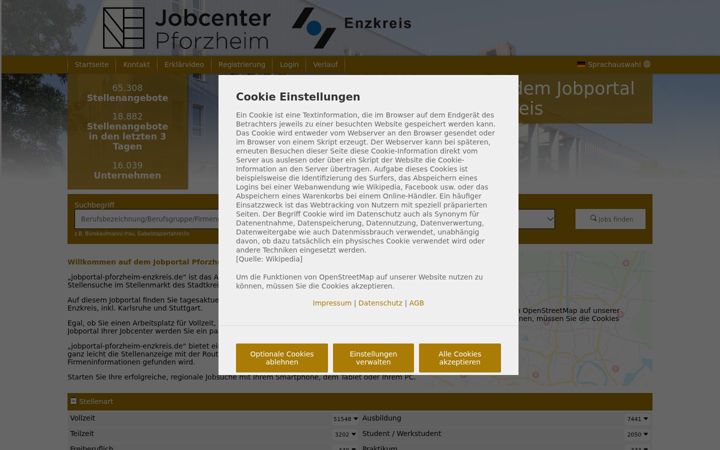 Screenshot of jobportal-pforzheim-enzkreis.de