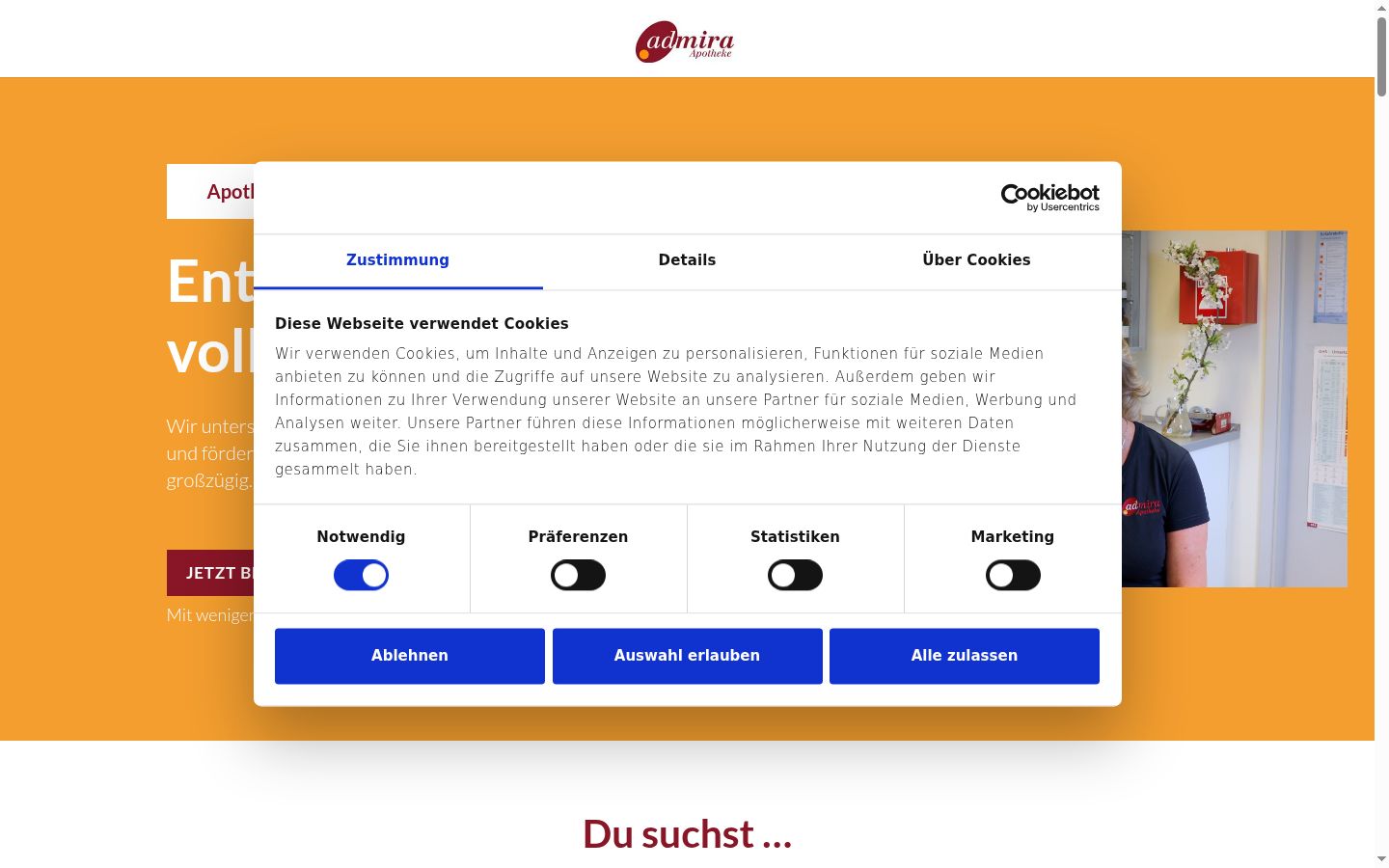 Screenshot del banner di consenso mostrato prima di qualsiasi interazione