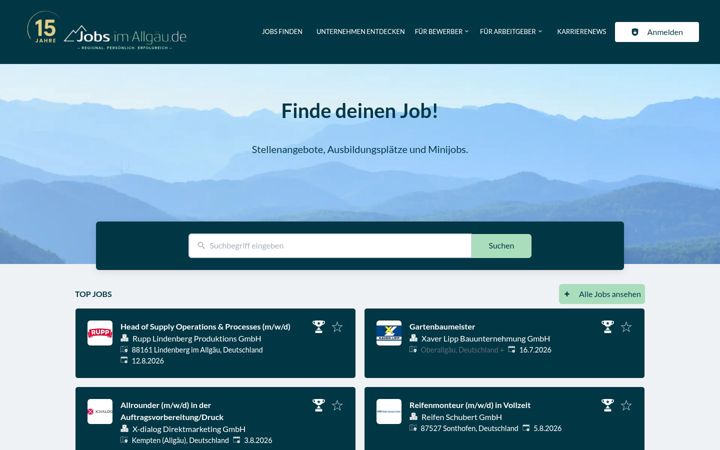 Screenshot of jobs-im-allgaeu.de