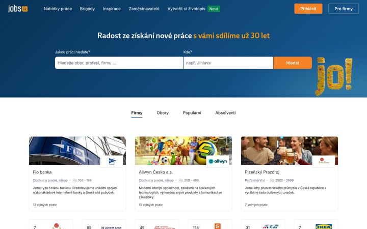 Ekrano kopija jobs.cz