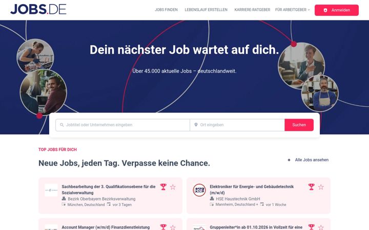 Screenshot of jobs.de