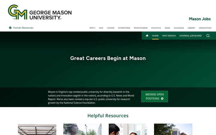 Screenshot of jobs.gmu.edu