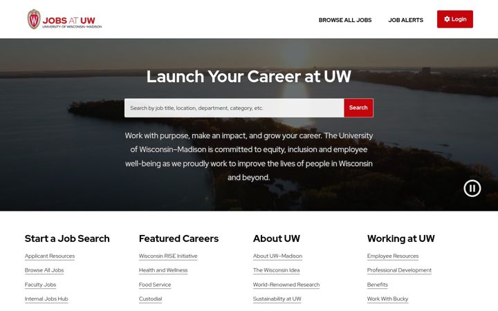 Screenshot of jobs.wisc.edu