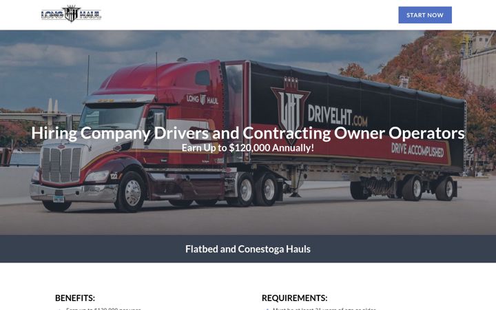 Screenshot of jobsatlonghaultrucking.com