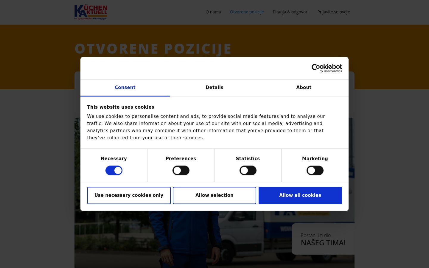 Képernyőkép a bármilyen interakció előtt megjelenő hozzájárulási bannerről