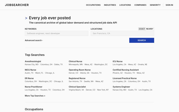 Screenshot of jobsearcher.com