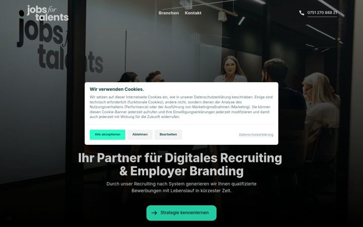 Screenshot of jobsfortalents.de