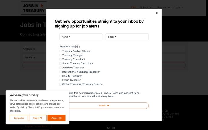 Screenshot of jobsintreasury.com