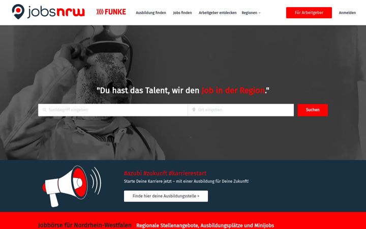 Screenshot of jobsnrw.de