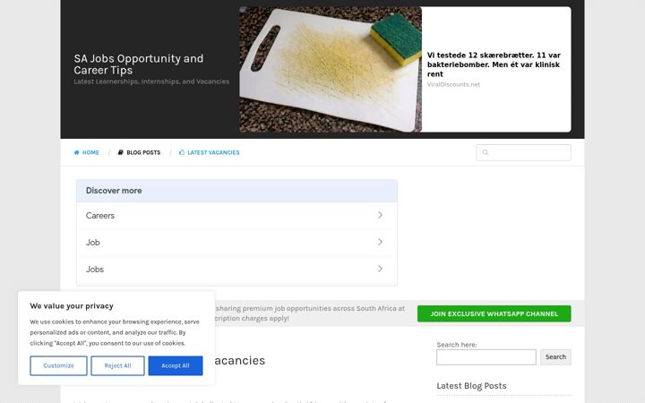 Screenshot of jobso.co.za