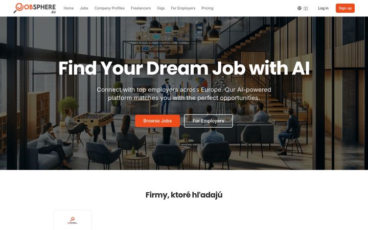 Screenshot of jobsphere.eu