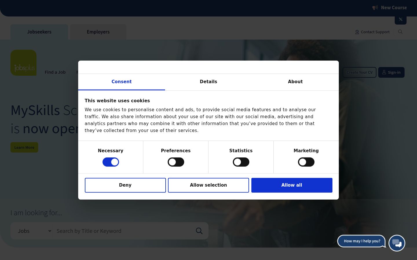 Screenshot del banner di consenso mostrato prima di qualsiasi interazione