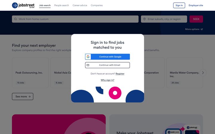 Screenshot of jobstreet.com.ph