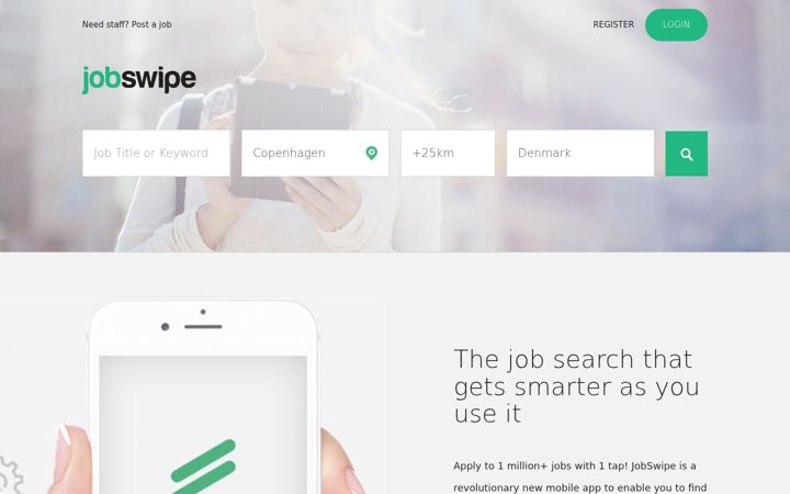 Screenshot of jobswipe.net