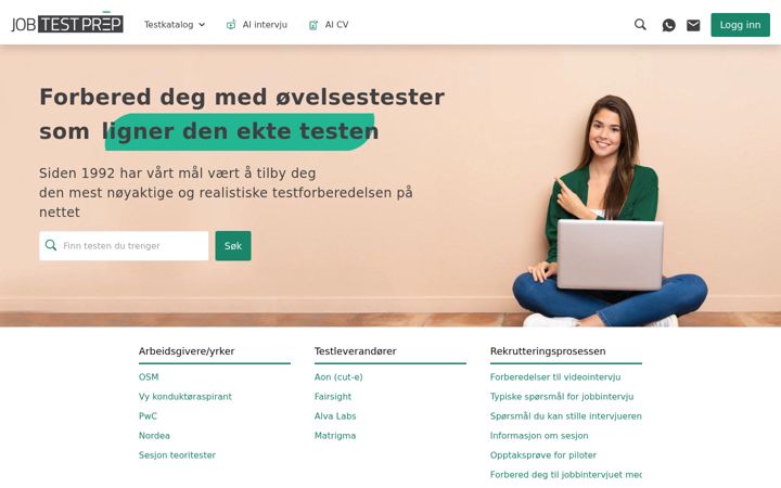 Screenshot of jobtestprep-norway.com