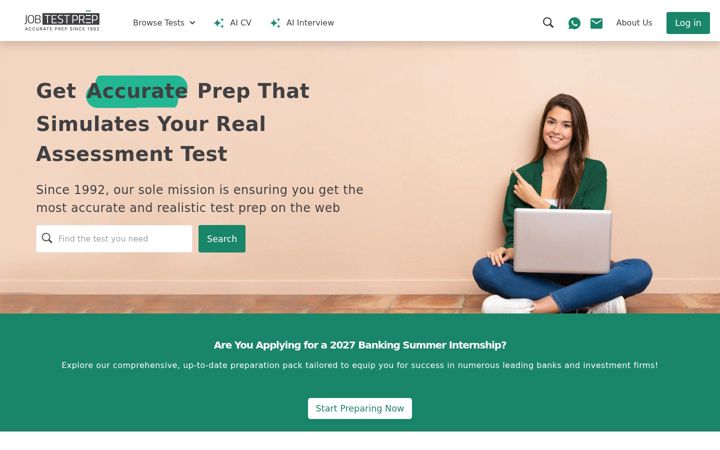 Screenshot of jobtestprep.co.uk