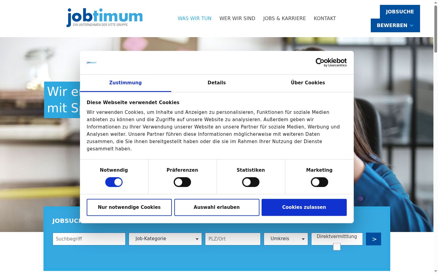 Screenshot of the consent banner shown before any interaction