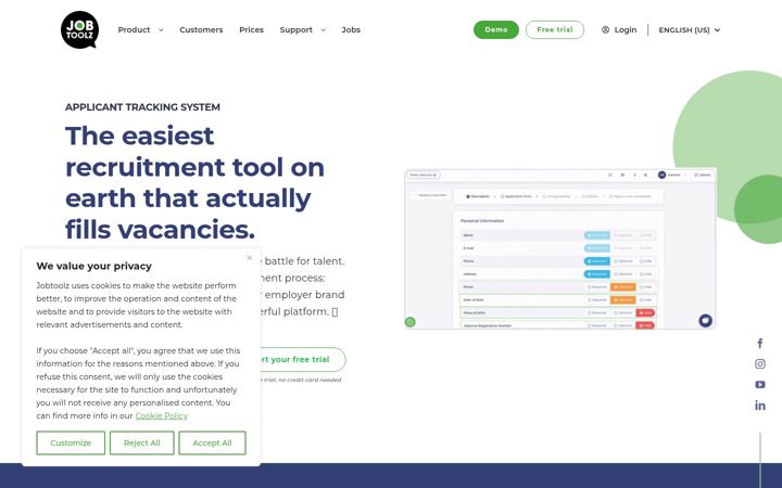 Screenshot of jobtoolz.com