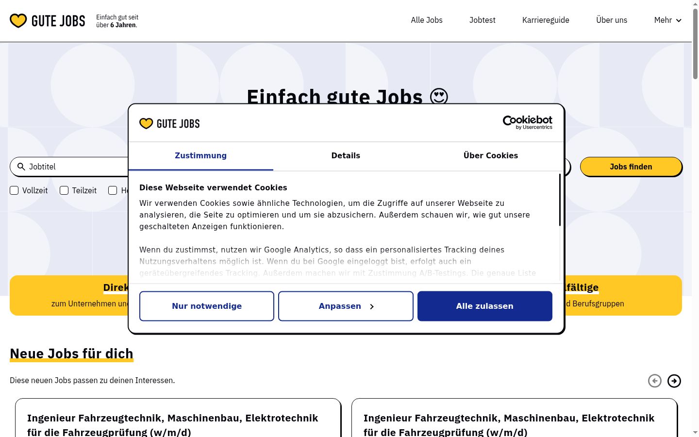 Screenshot del banner di consenso mostrato prima di qualsiasi interazione