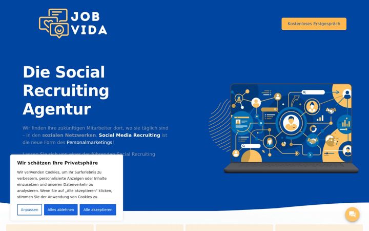 Screenshot of jobvida.de