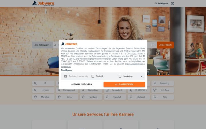 Screenshot of jobware.de