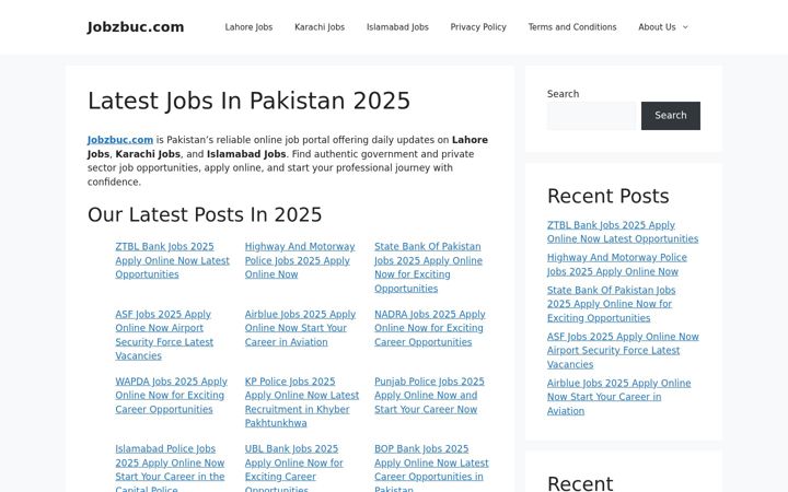 Screenshot of jobzbuc.com