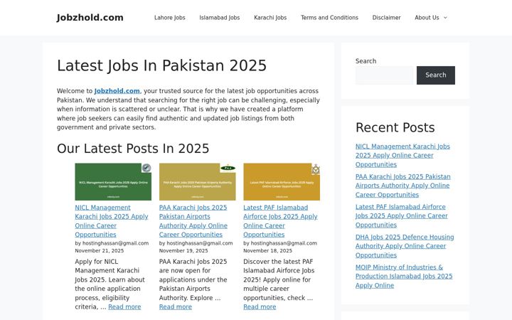 Screenshot of jobzhold.com