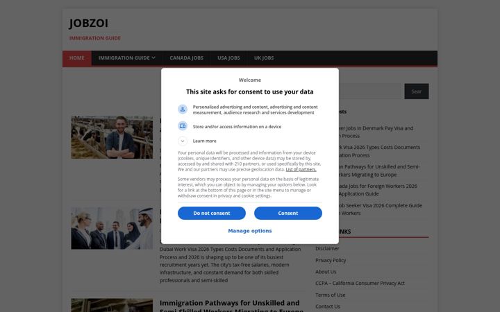 Screenshot of jobzoi.com