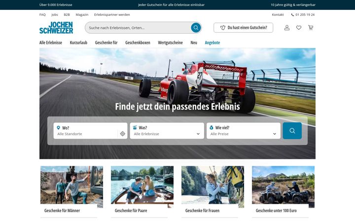 Screenshot of jochen-schweizer.at
