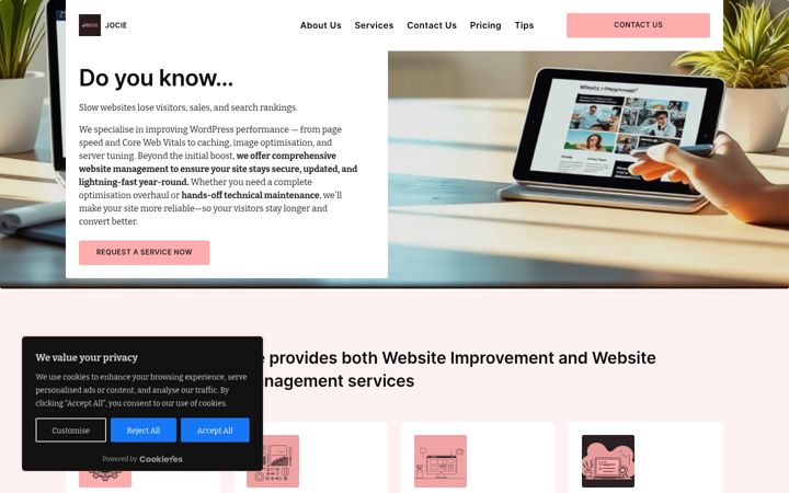 Screenshot of jocie.uk