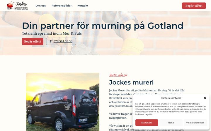 Screenshot of jockesmureri.se