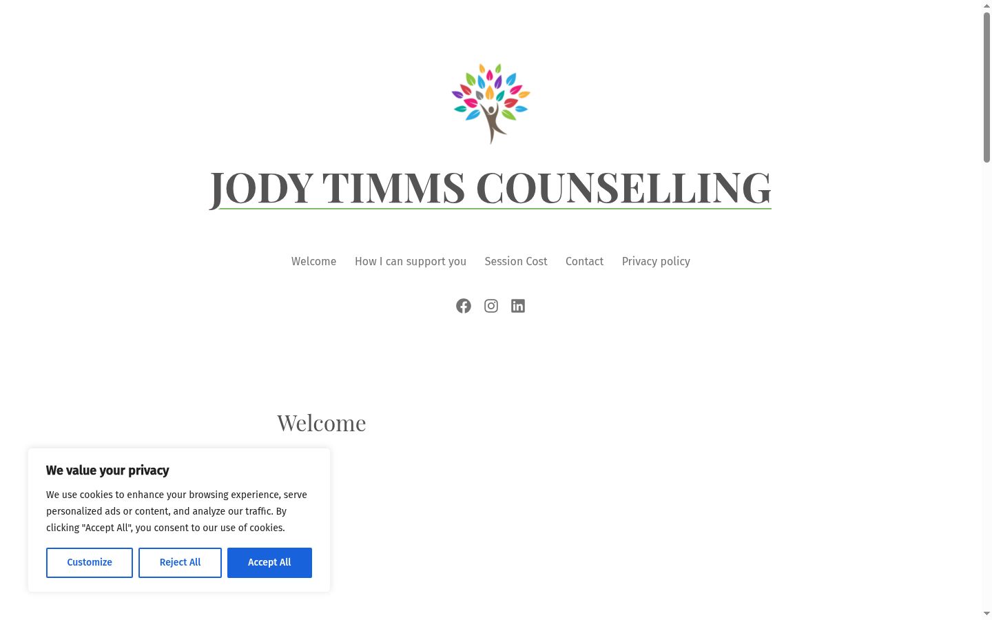 Screenshot of the consent banner shown before any interaction
