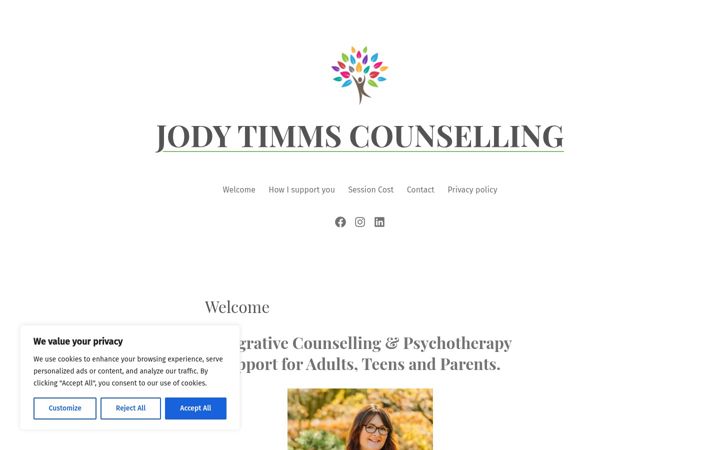 Screenshot of jodytimmscounselling.co.uk