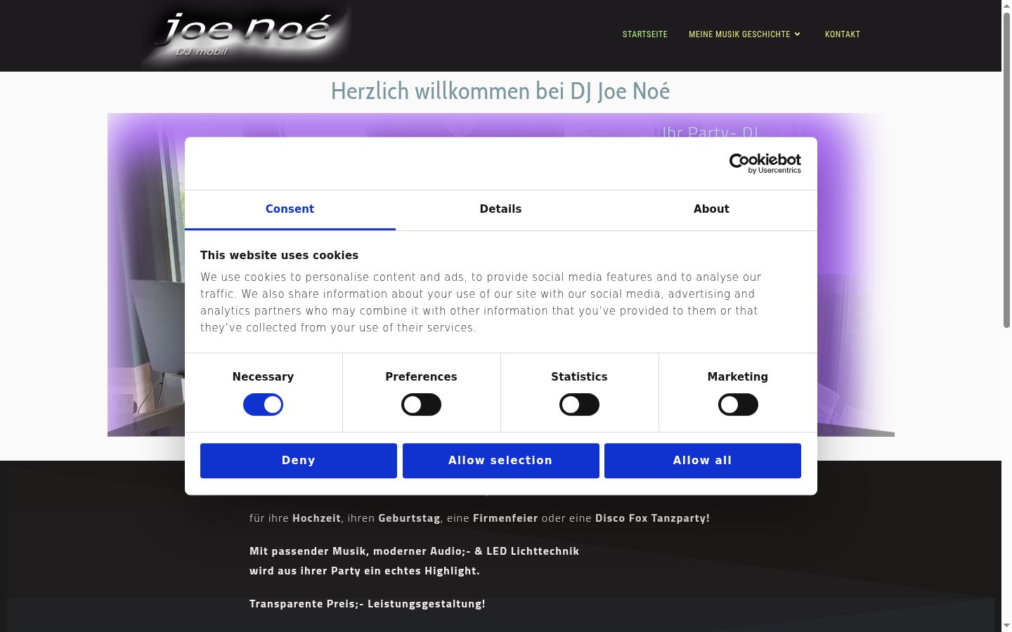 Screenshot tal-banner tal-kunsens muri qabel kwalunkwe interazzjoni
