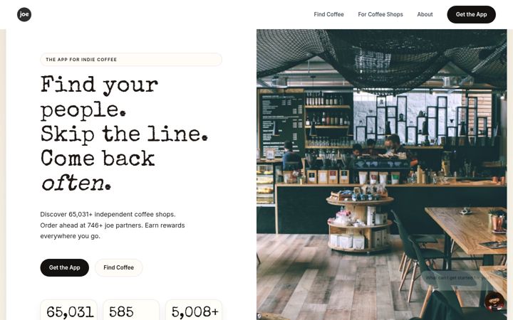 Screenshot of joe.coffee