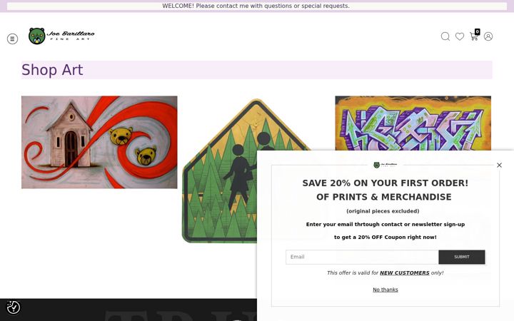 Screenshot of joebarillaroart.com
