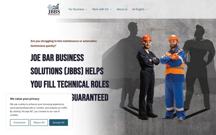 Screenshot of joebarsolutions.com