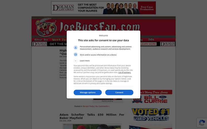 Screenshot of joebucsfan.com