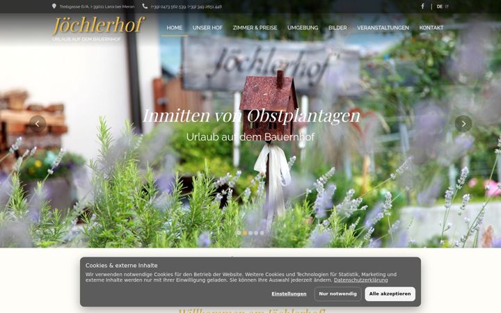 Screenshot of joechlerhof.com