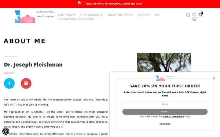 Screenshot of joefleishmanart.com