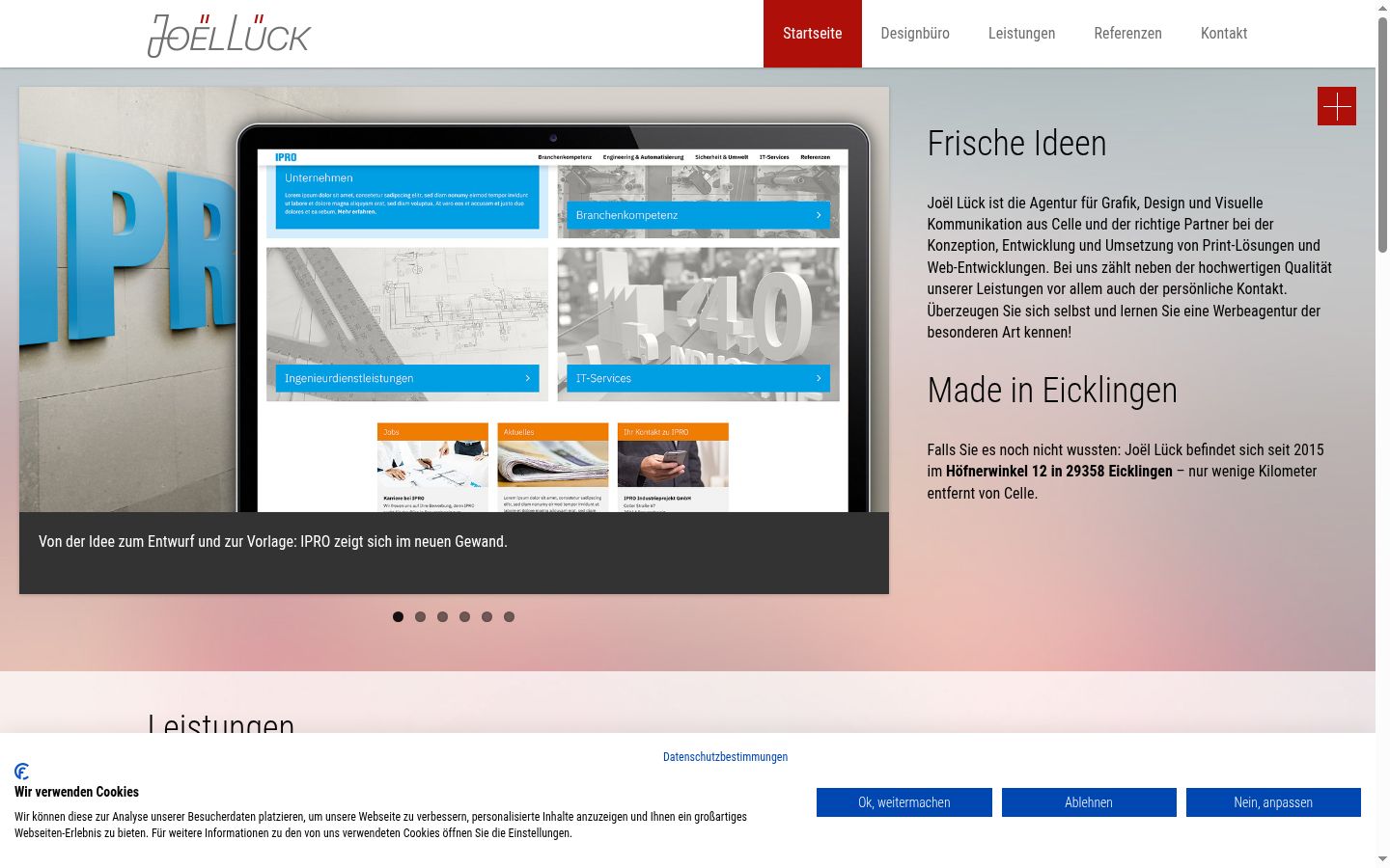 Screenshot des Einwilligungsbanners vor jeglicher Interaktion