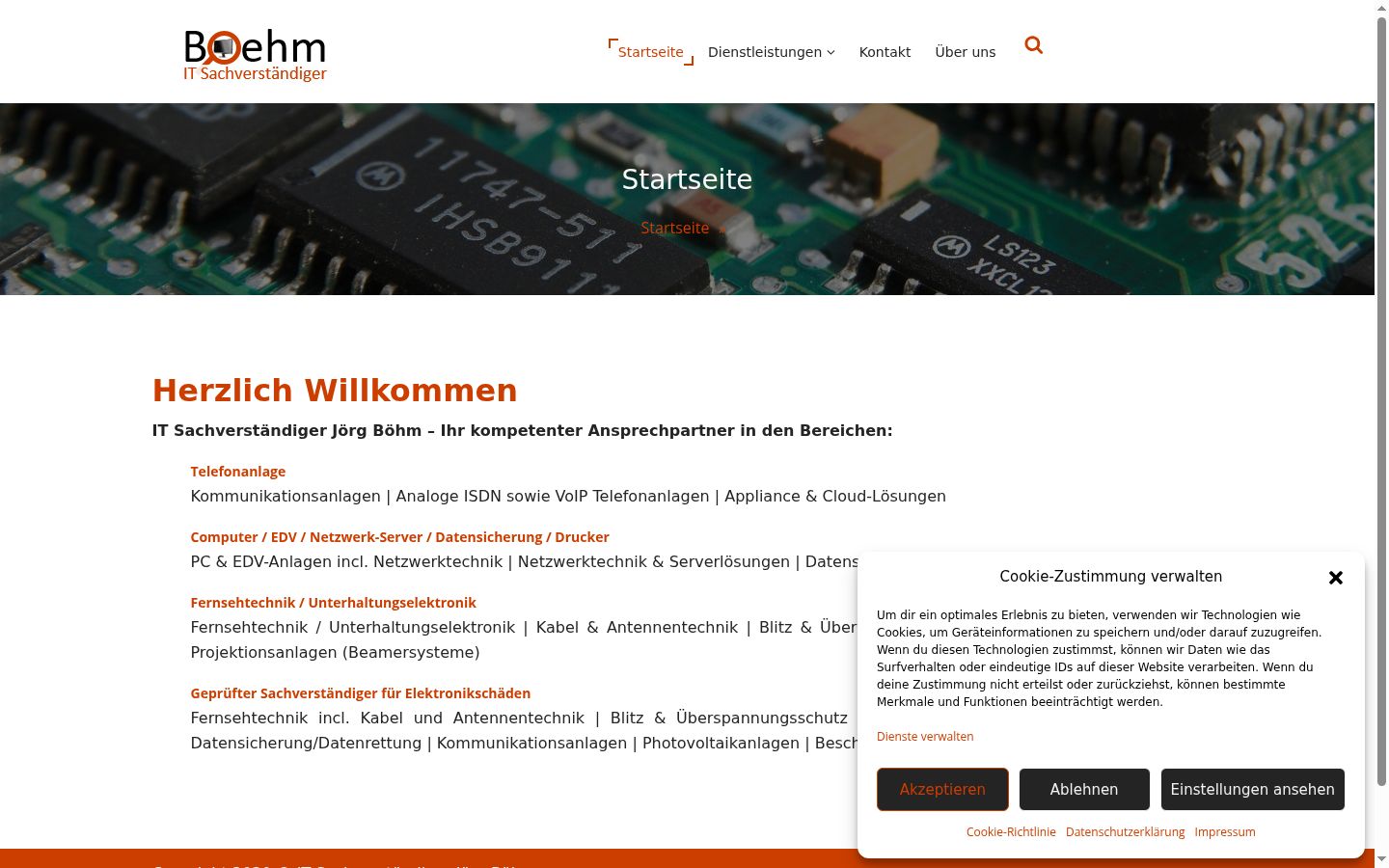 Screenshot des Einwilligungsbanners vor jeglicher Interaktion