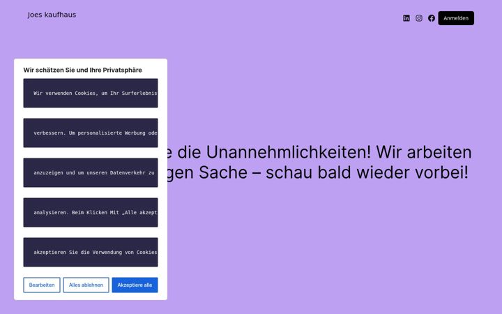 Screenshot of joeskaufhaus.com
