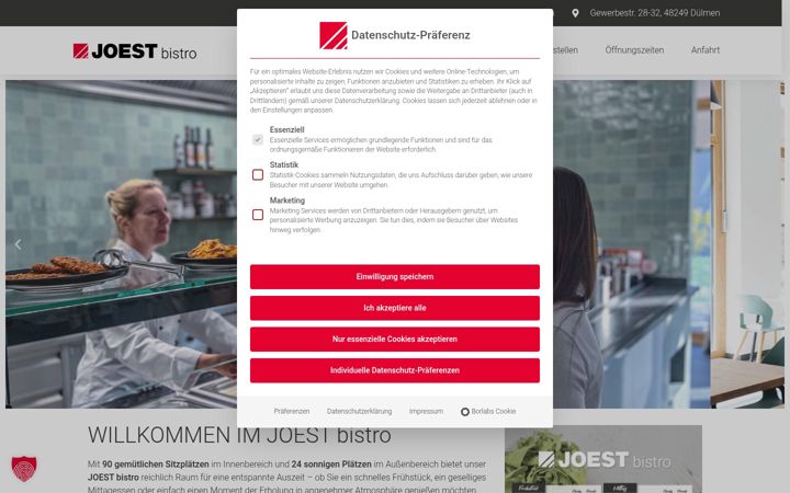 Screenshot of joestbistro.com