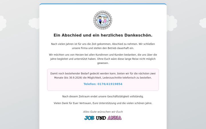Screenshot of joeundanna.de