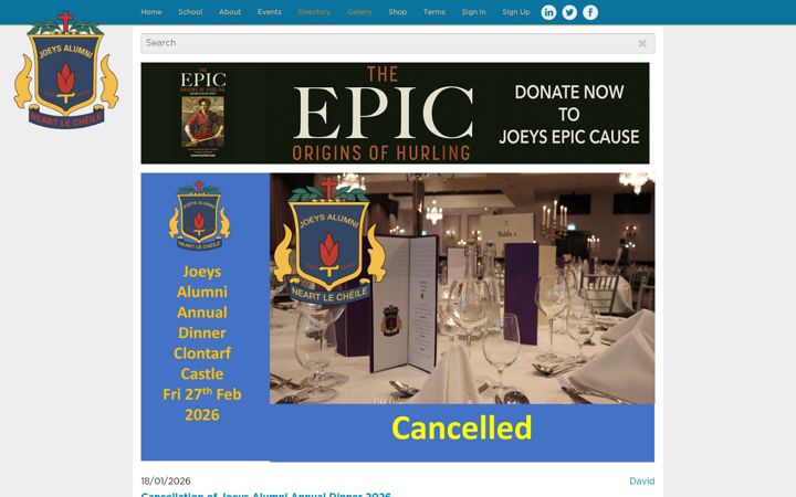 Screenshot of joeysalumni.com