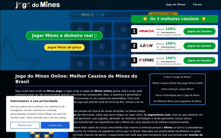 Screenshot of jogosmines.com