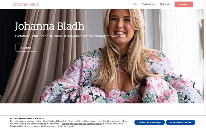 Screenshot of johannabladh.se