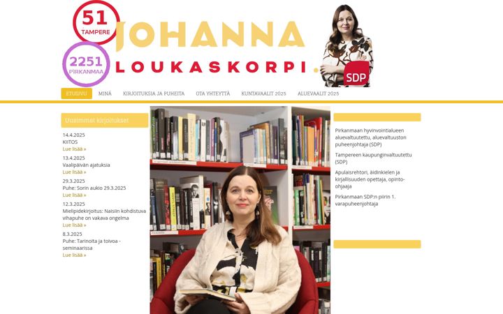 Screenshot of johannaloukaskorpi.net