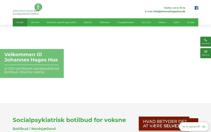 Screenshot di johanneshageshus.dk